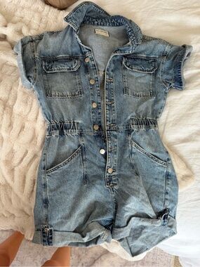 We The Free Light Blue Denim romper